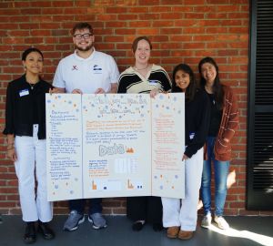 Students holding up research poster at 2023 Lingletes Linguistic Challenge