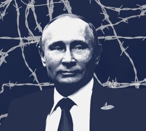 Putin surrounded by barbed wire