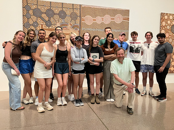 UVA's Mark White ans Students in an art gallery in Australia