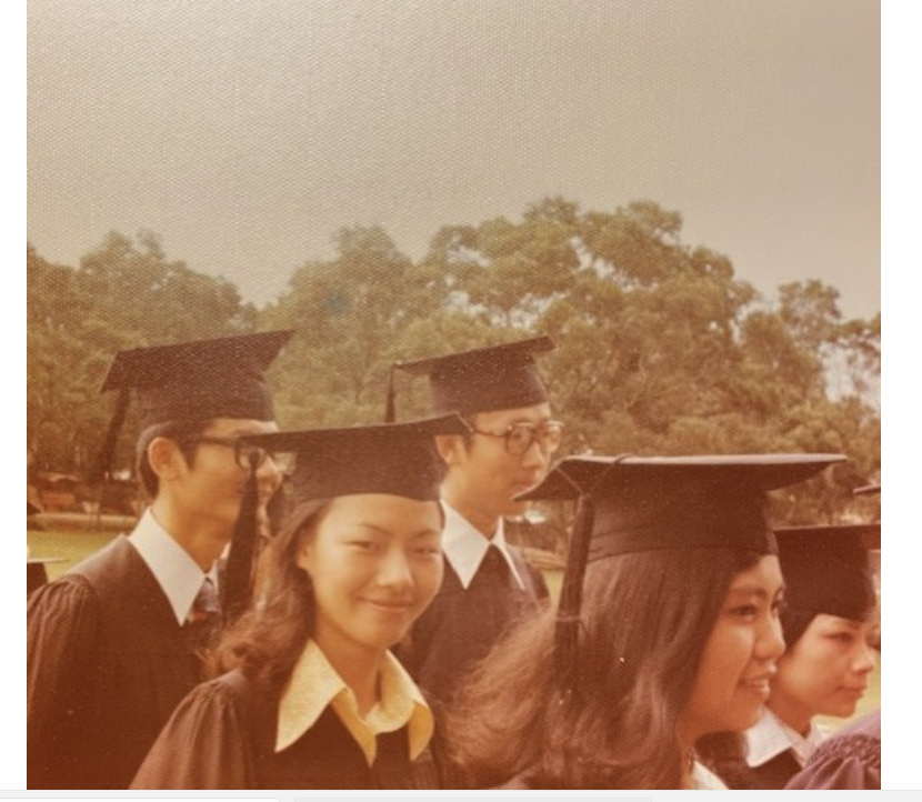 Hsin Hsin graduating from college in Taipei