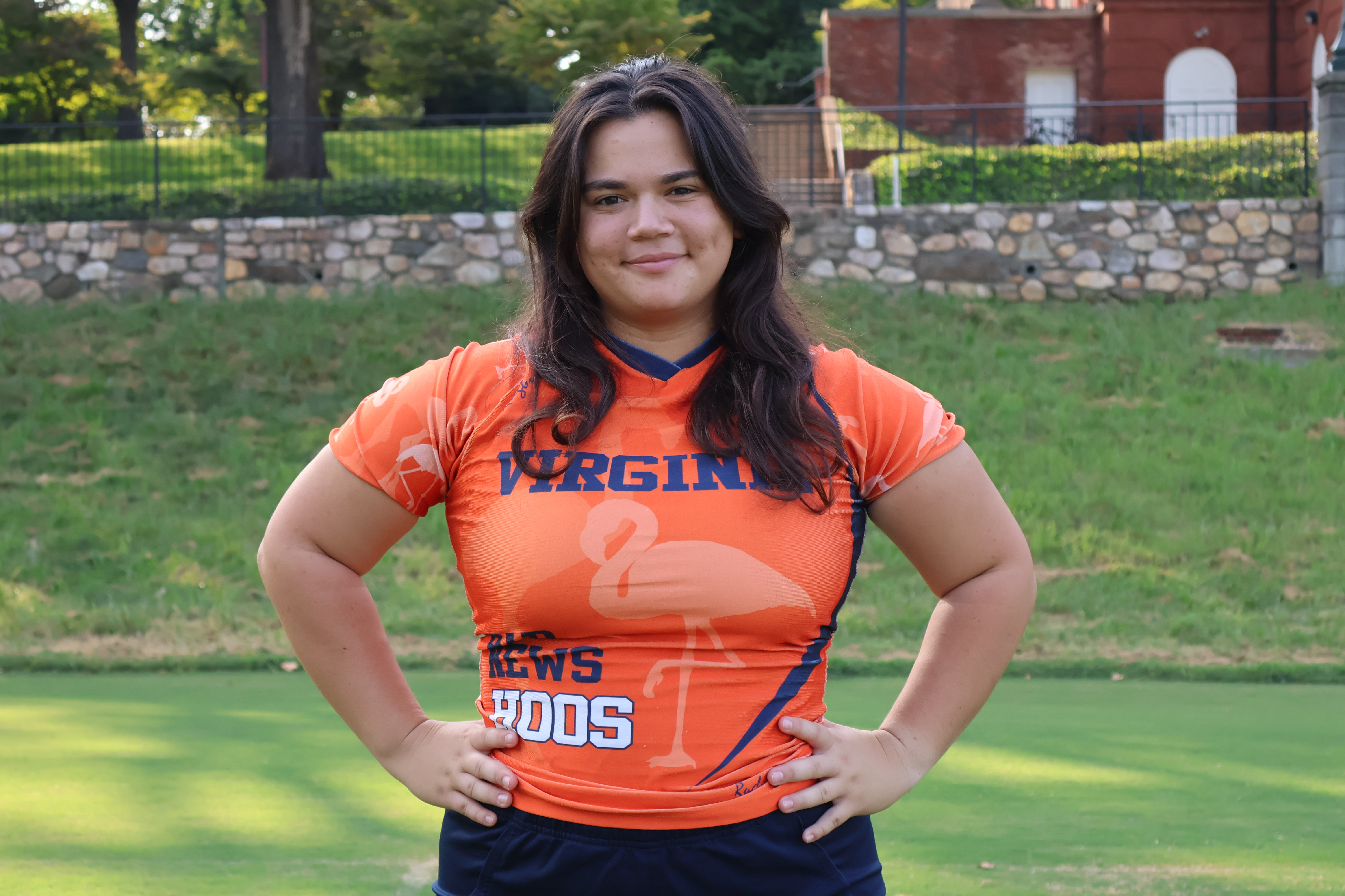 Isabella Gega in rugby geaar