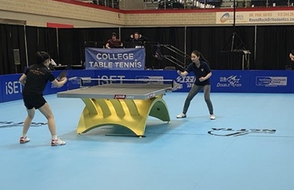 Jie Lu Playing at Table Tennis Competition