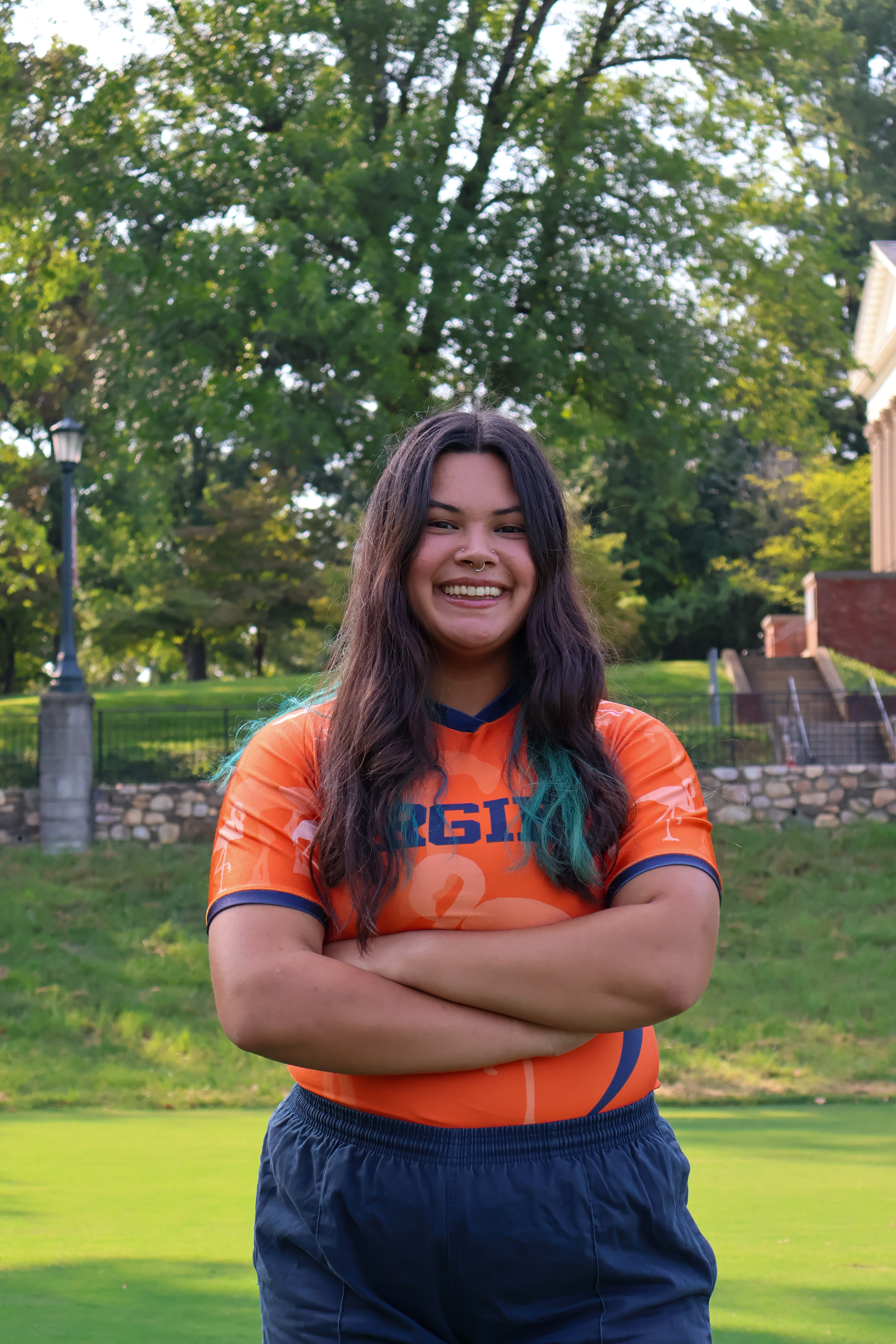 Katherine Fines in rugby gear