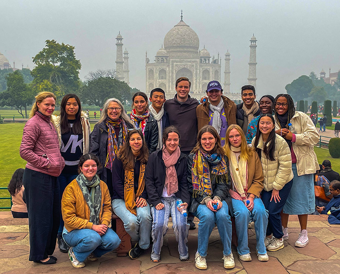 Phoebe Crisman and students in Agra, India
