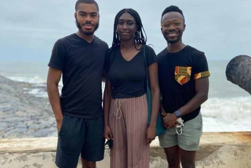 Students Tyler Busch and Tichara Robertson with Professor Kwame Otu