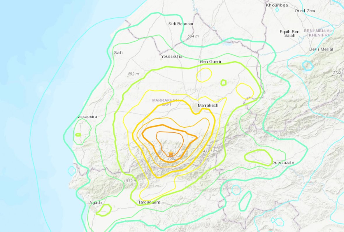 Morocco Earthquake Map