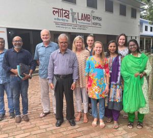 Dr. William Petri, third from left, stands with researchers at LAMB Hospital in Bangladesh.