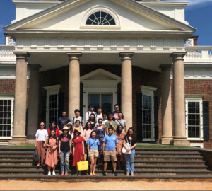 Group of Students standing in front of Monticello, Thomas Jefferson's Home