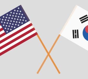 South Korean and American flag